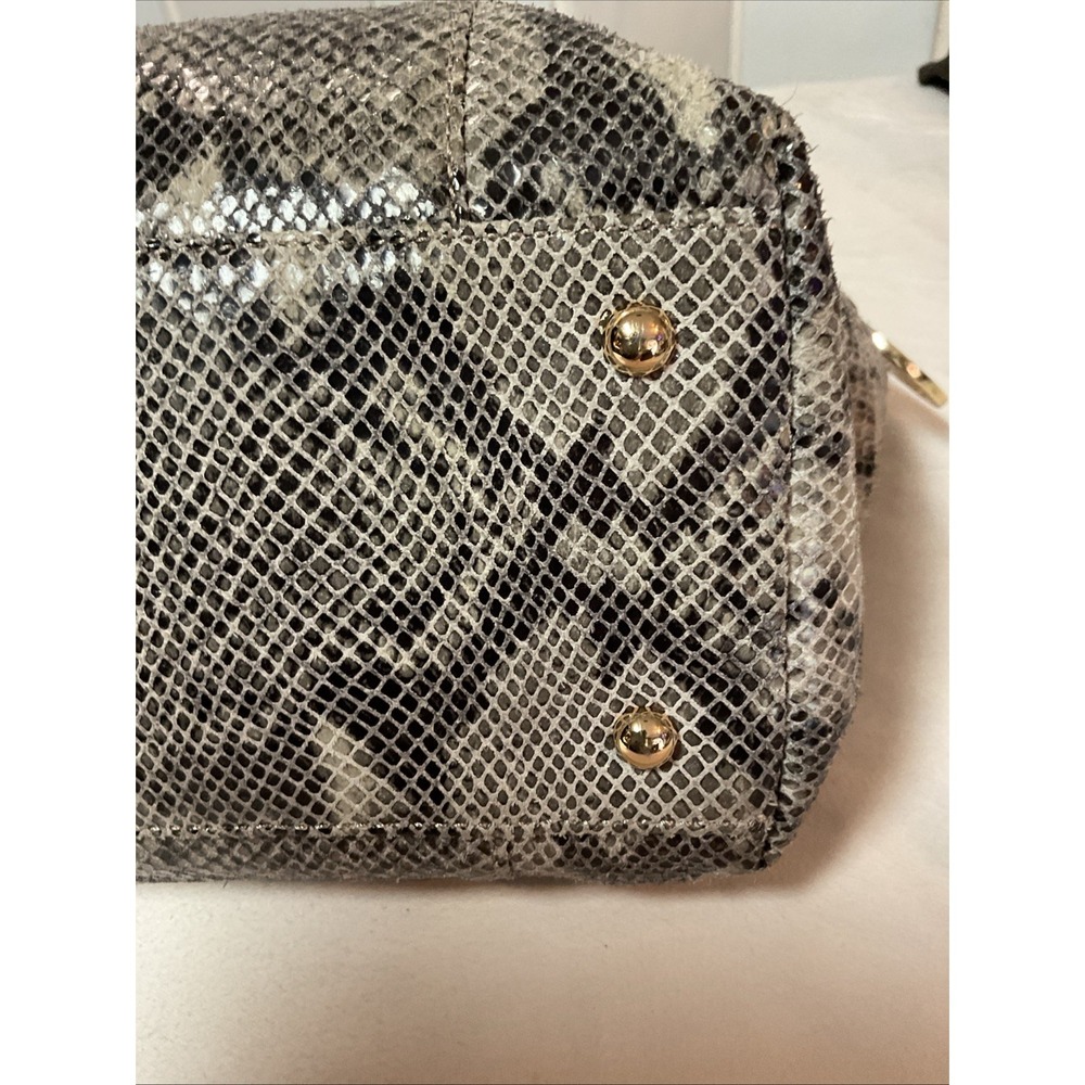 Michael Kors Python Tote Jet Set Tan Leather Shoulder Handbag MK Charm Logo - Picture 6 of 16